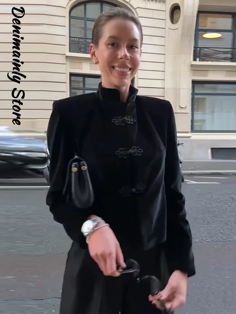 

Fashion Frog Button Jacket Women Chic Long Sleeve Slim Waist Solid Street Coat Femmes 2026 Spring Lady Daily Outwear New