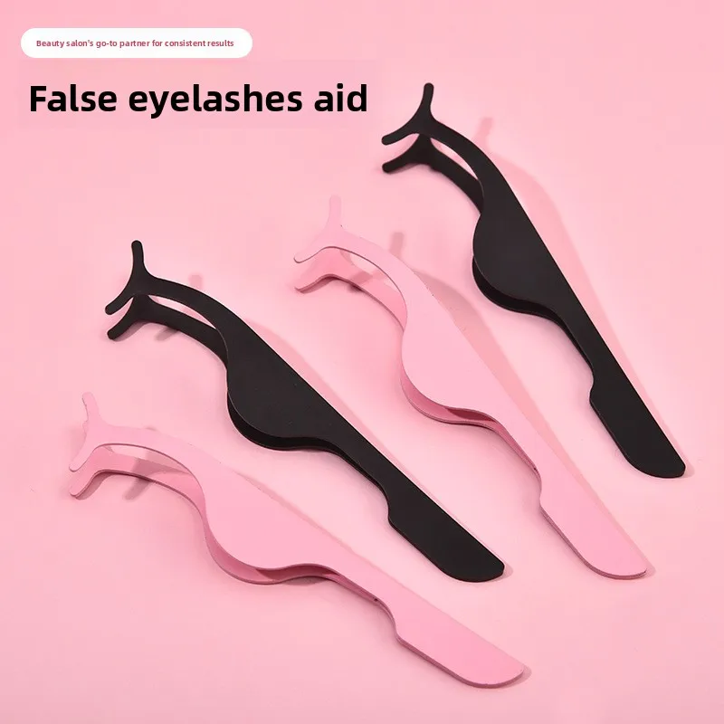 Assistente per ciglia finte in acciaio inossidabile, piegaciglia colorata, pinzette, strumento di bellezza portatile
