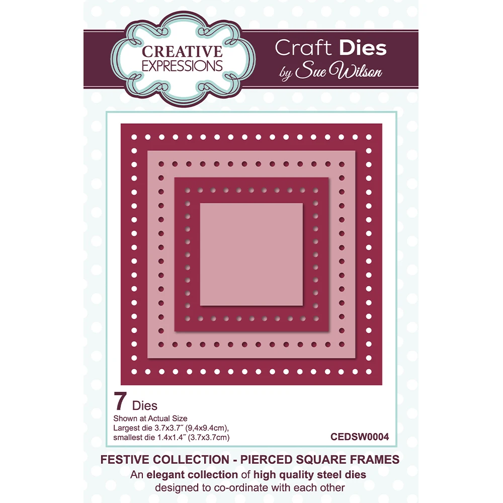 

New Christmas Greeting Card Metal Cutting Dies Plate DIY Scrapbooking Holiday Template Embossing Pierced Square Frames Die Set