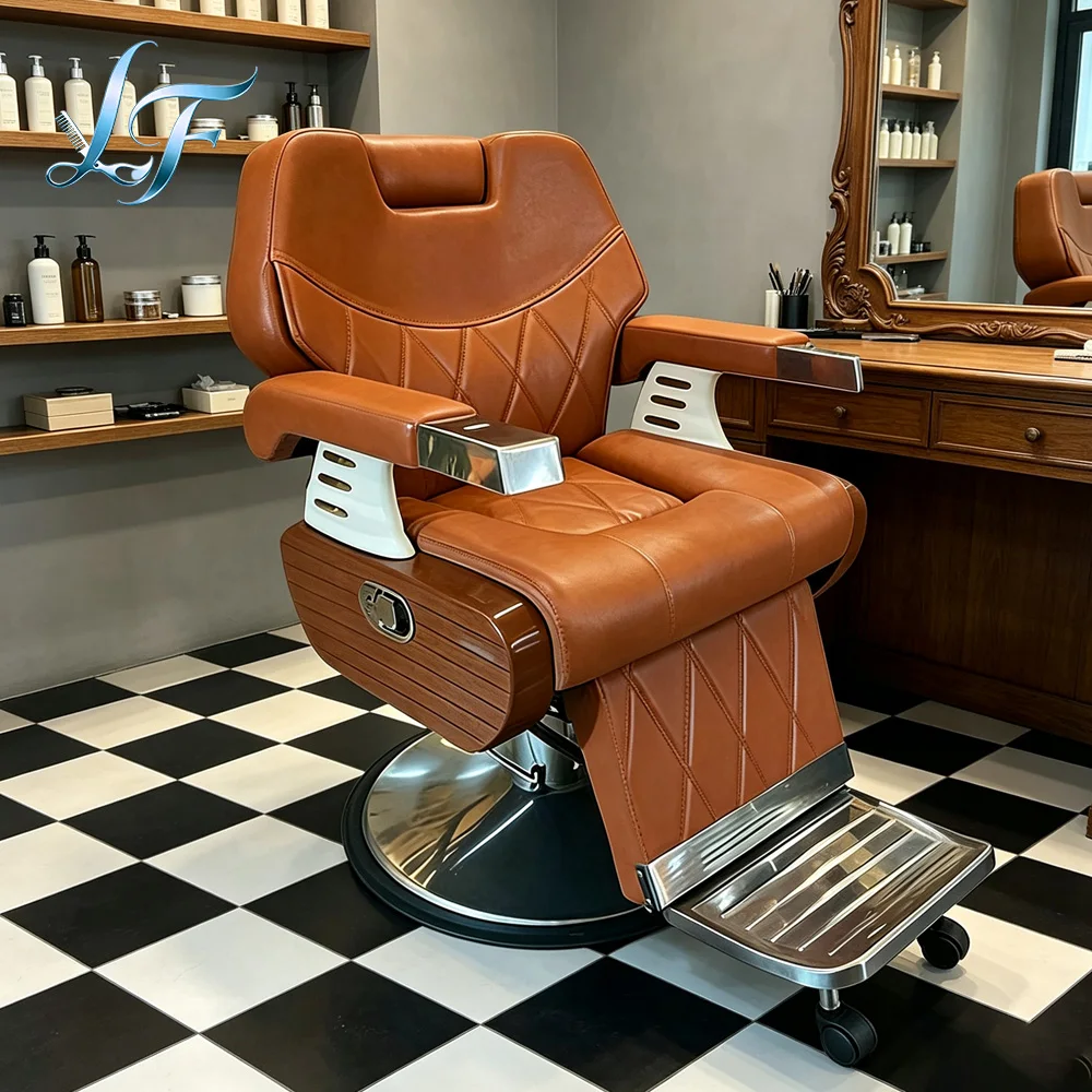Retro Reclinable Shaving Hairdressing Chair For Men Oil Barber Shop And General Hair Salon Use
