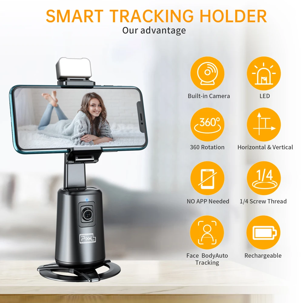 Pixel Auto Tracking Selfie Stick 360 ° Follow-up Tracking Fill Light Gimbal stabilizzatore supporto per telefono per la fotografia Tiktok