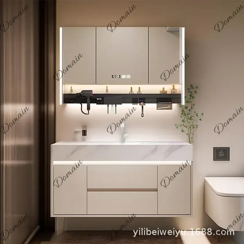 HJB PS Luxury Intelligent Bathroom Cabinets Storage Mirror Household Sensor Bathroom Cabinets Combination Washbasin Furniture Ka