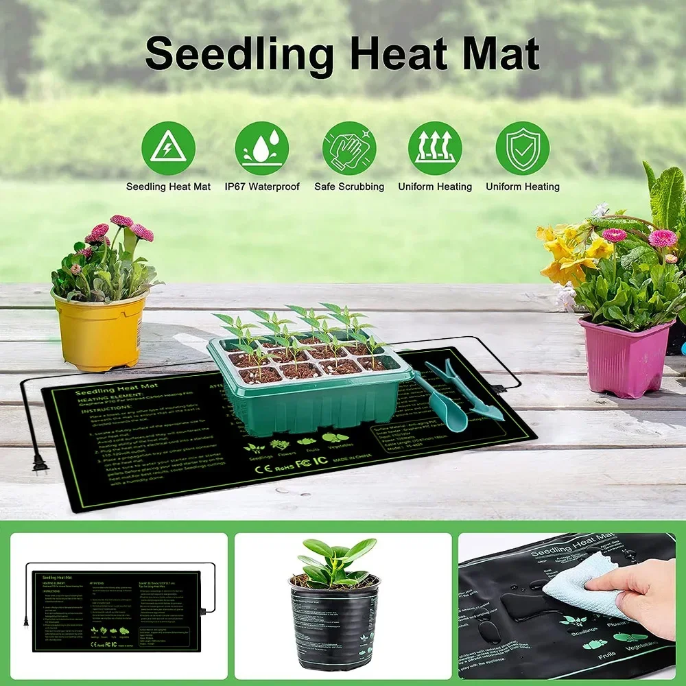 BAVA LED Grow Light Hydroponic Plant Germination kit 40 Cells Seedling Starter Trays with Digital Thermostat Controller Heat Mat