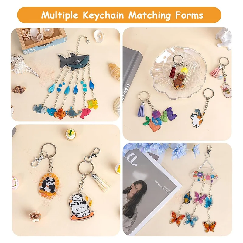 

AAAN-20 Sheets Shrink Plastic Included In 251 PCS Shrink Dink Keychain Kit With Hole Punch, Tassels, Lobster Clasps, Keychain