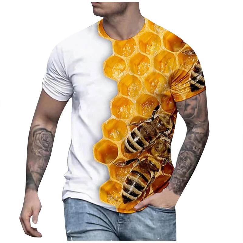 New Fashion Honey Bee 3D Print Funny T Shirts Men\'s And Women\'s Clothing Summer Short Sleeve T-Shirt Unisex Streetwear Tops Tees