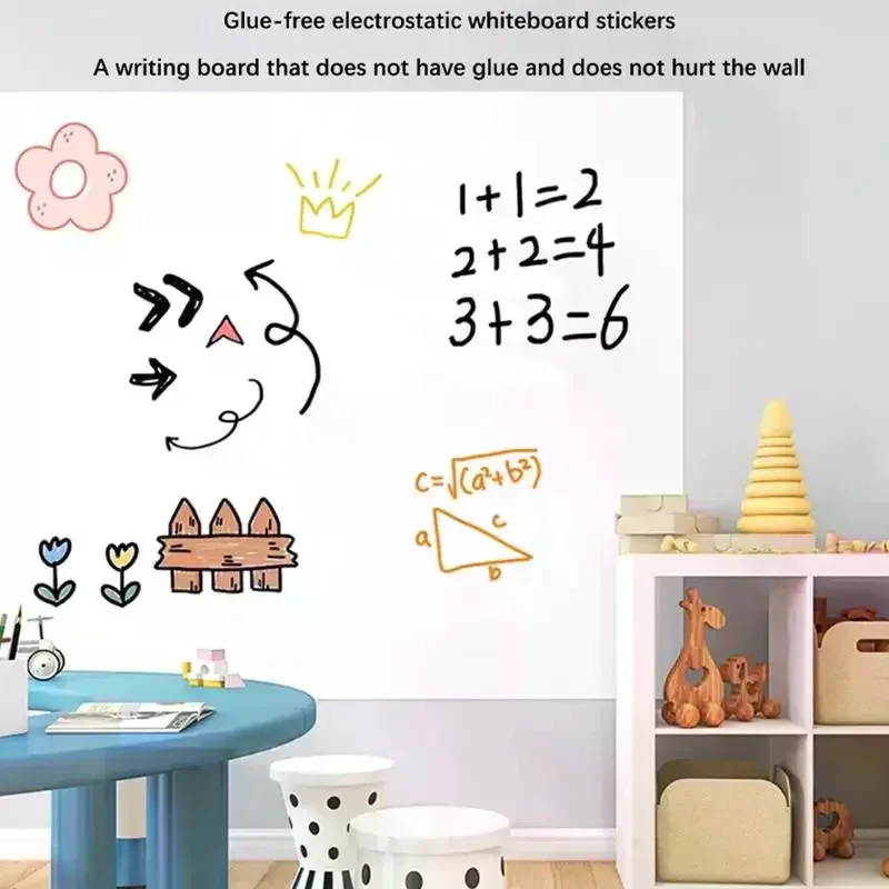 New Electrostatic Whiteboard Sticker Reusable PP Teaching Graffiti Drawing Board Removable Household Erasable Whiteboard