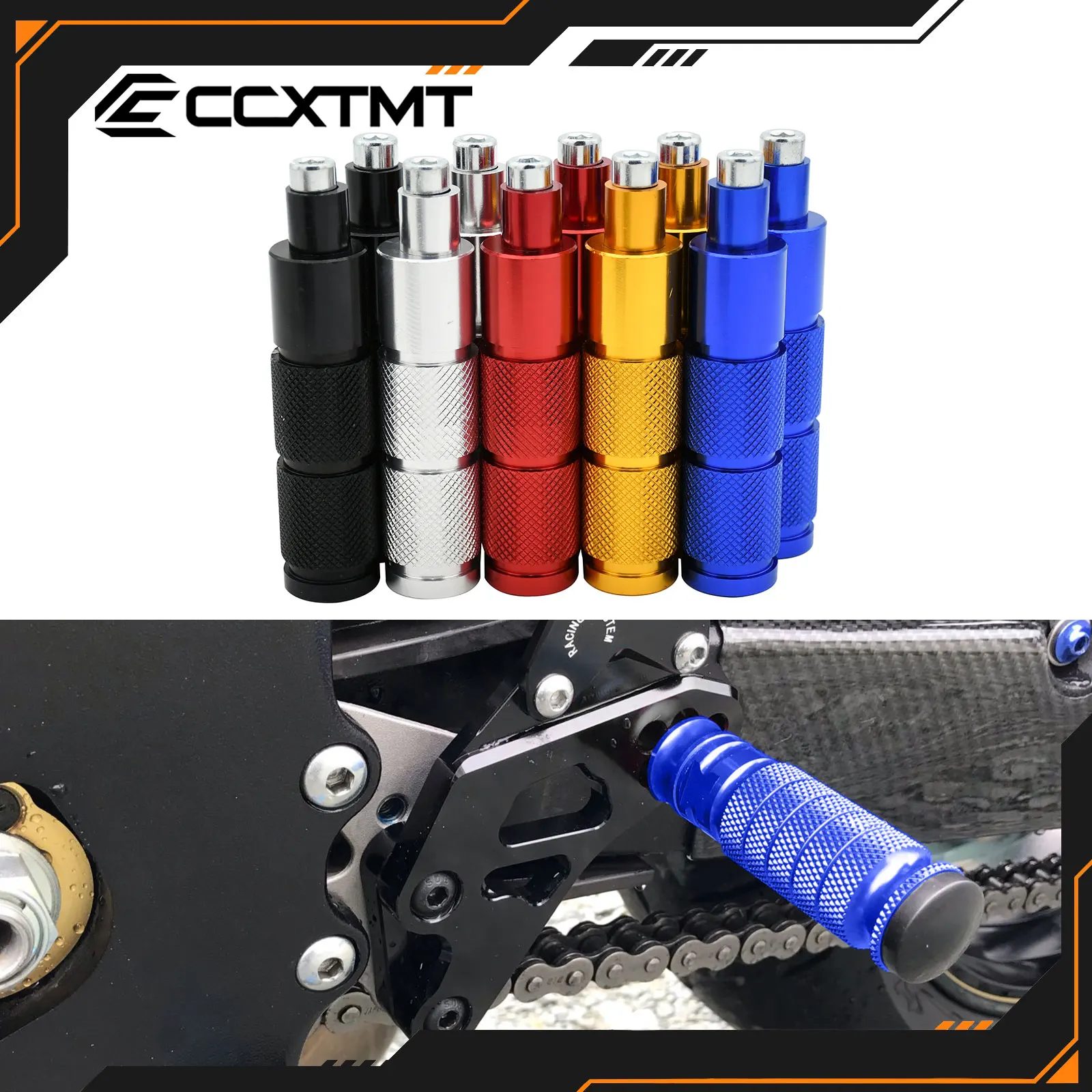 AliExpress CCXTMT CNC Aluminum M8 Footrests Foot Pegs Pedals For Honda Kawasaki Yamaha KTM Suzuki Motorcycle Bike ATV Scooter Dirt Bike Universal