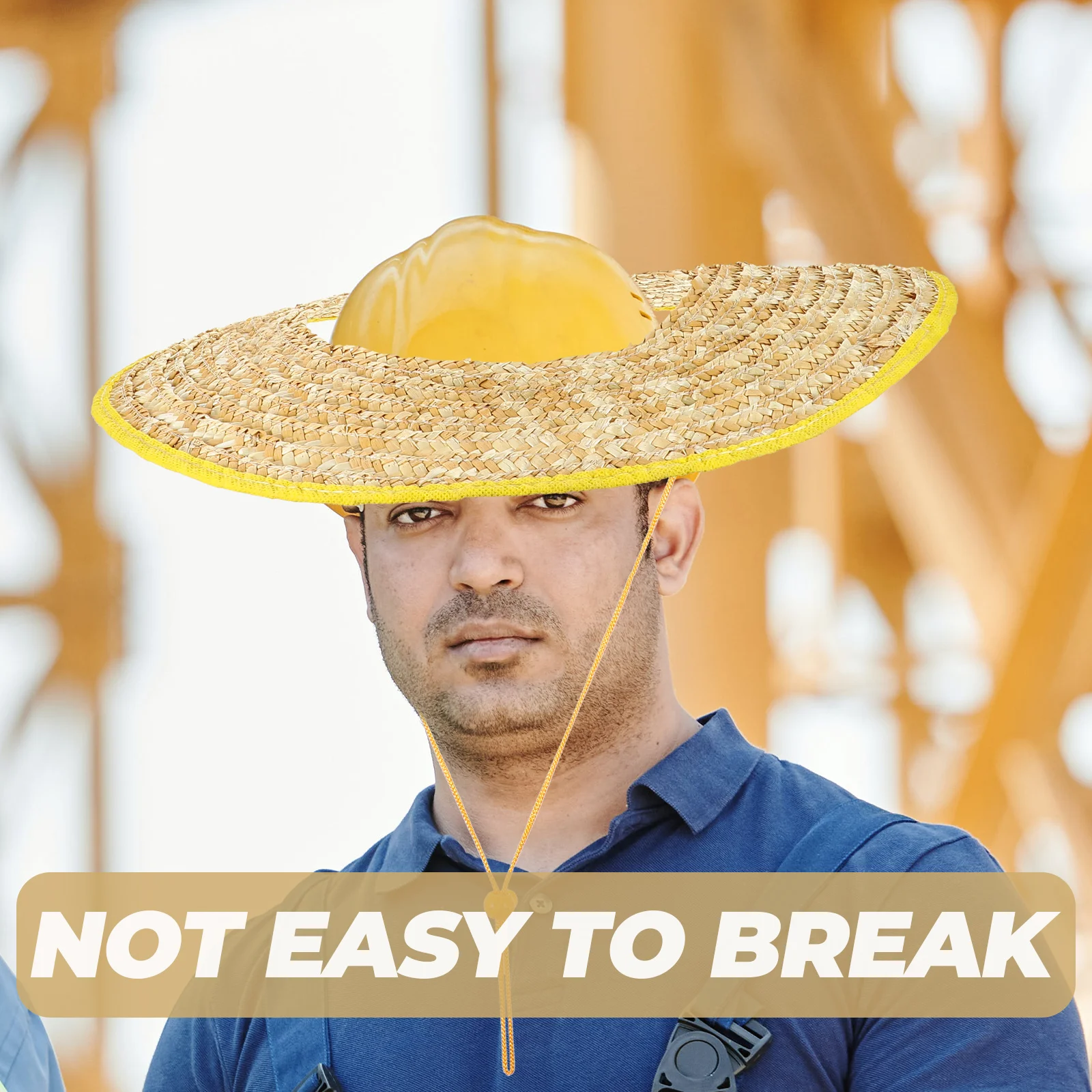 

Straw Sun Hat 45cm Brim Lightweight Breathable Sunshade Cap Gardening Construction Worker Outdoor Use Safety