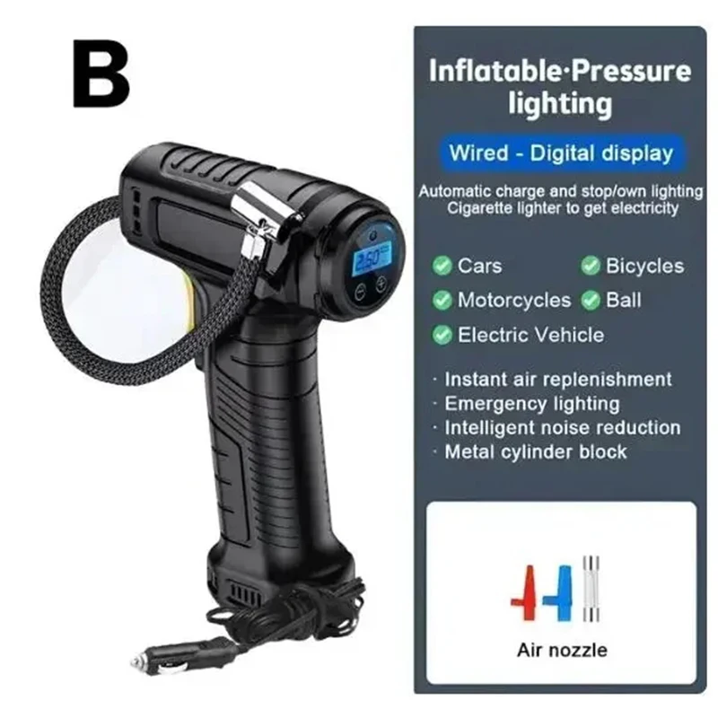 New 120W Handheld Air Compressor Wireless/Wired Inflatable Pump Portable Air Pump Tire Inflator Digital for Car Bicycle Balls