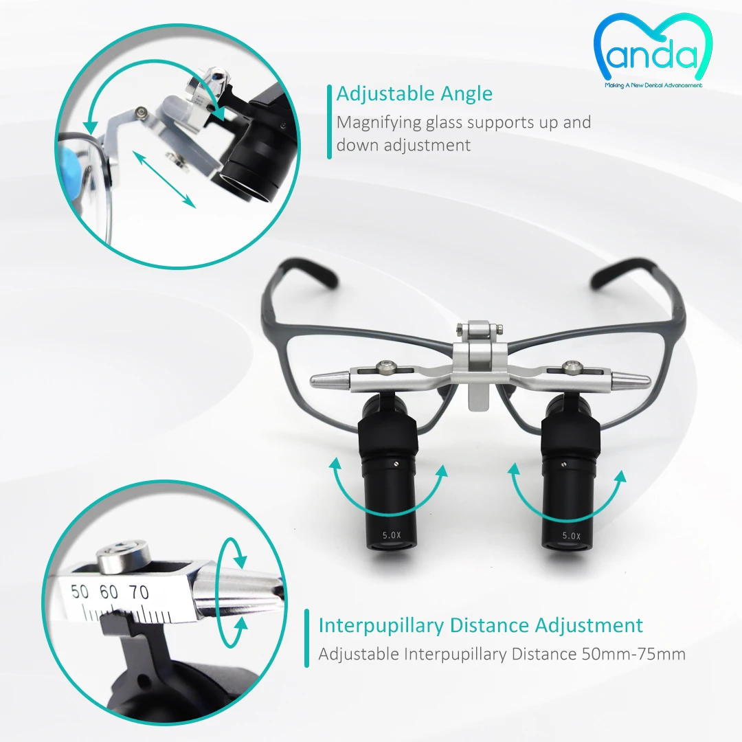 5X Dental Loupe Glasses Lightweight Adjustable 450mm Working Distance | Comfortable Binocular Magnifier for Dentist Daily Use - view 4