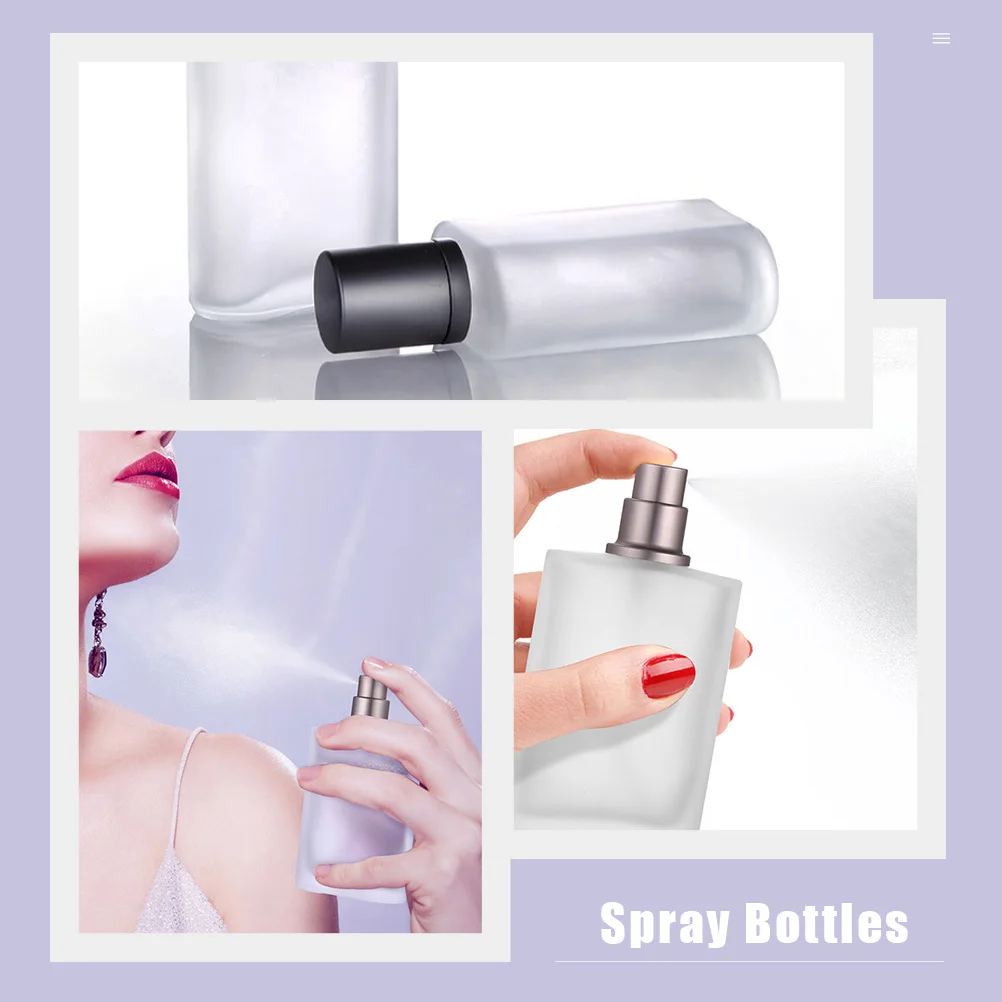 2Pcs Frosted Glass Bottles Leakproof Screw Cap Travel Sub Bottles Perfume Spray Container Refillable Cosmetics Bottle