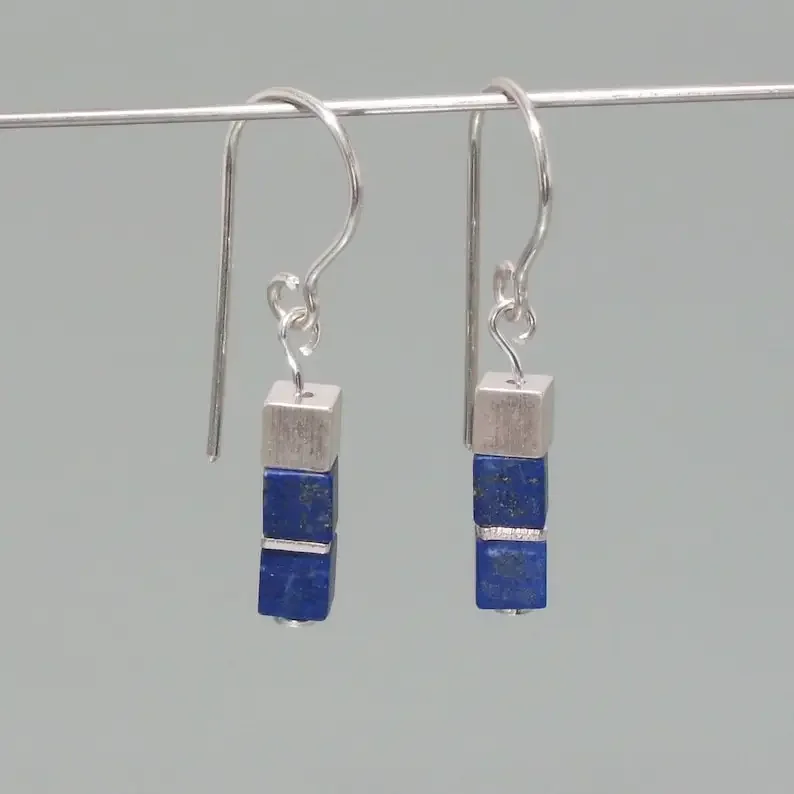 Cube earrings Lapis Lazuli