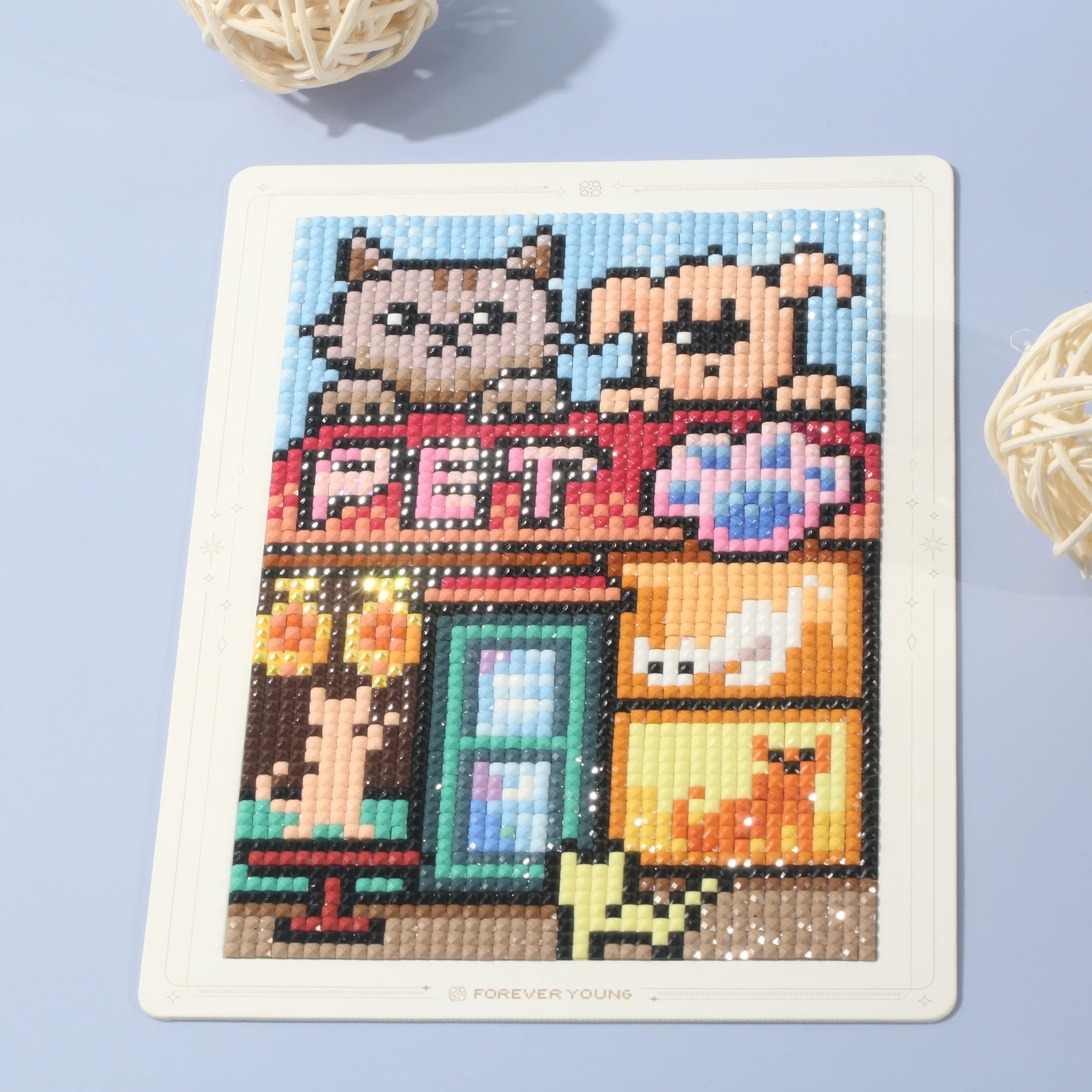 FOREVERYOUNG 5D Diamond Painting Cards Set, 12 Unique cartoon Shop Front Designs. Size: 17.8cm × 12.7cm (7in × 5in).