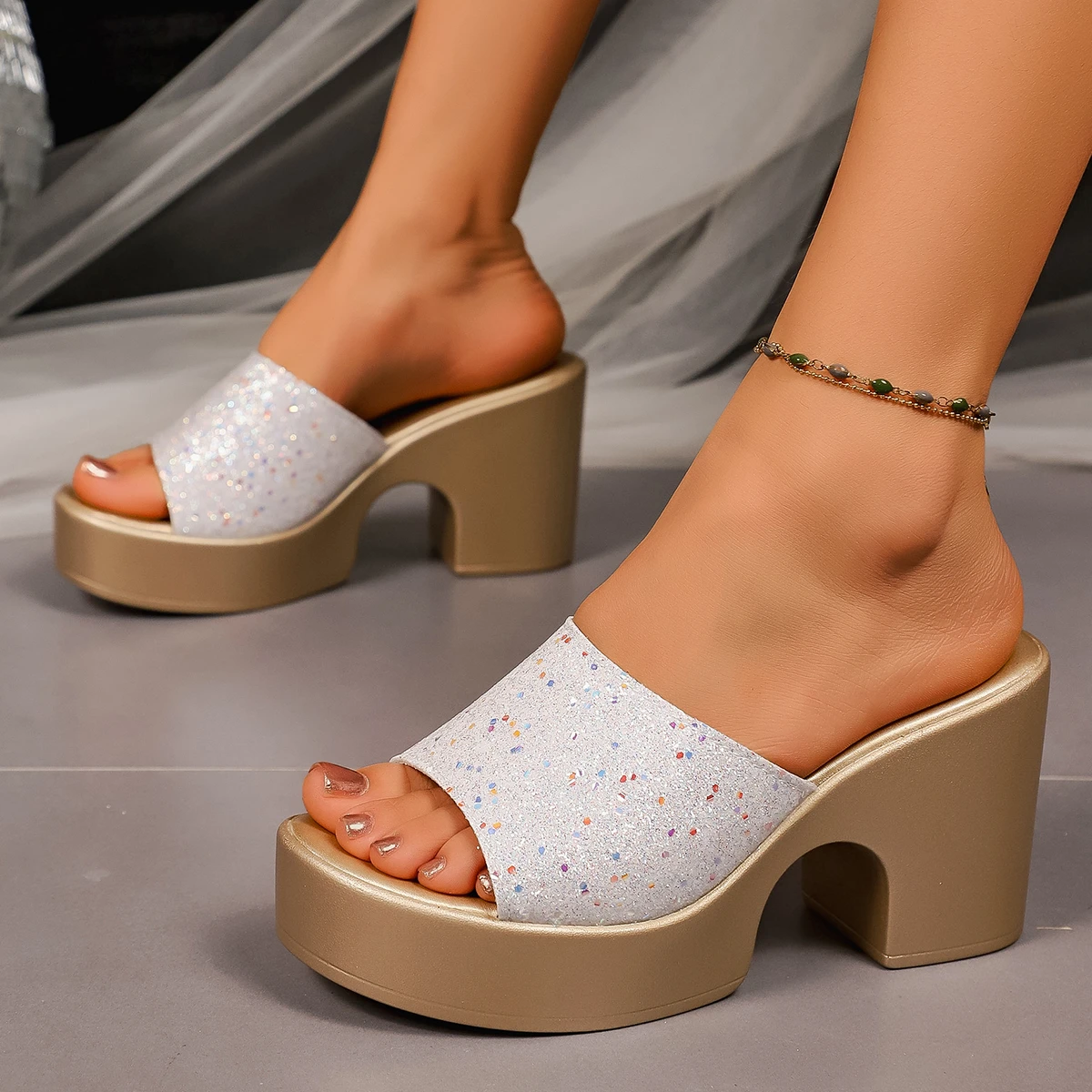 2025 النساء الاتجاه الصنادل الصيف أحذية منصة الشاطئ النساء عارضة أسافين الصنادل كعوب عالية على الموضة أحذية Sandalias De Mujer #2