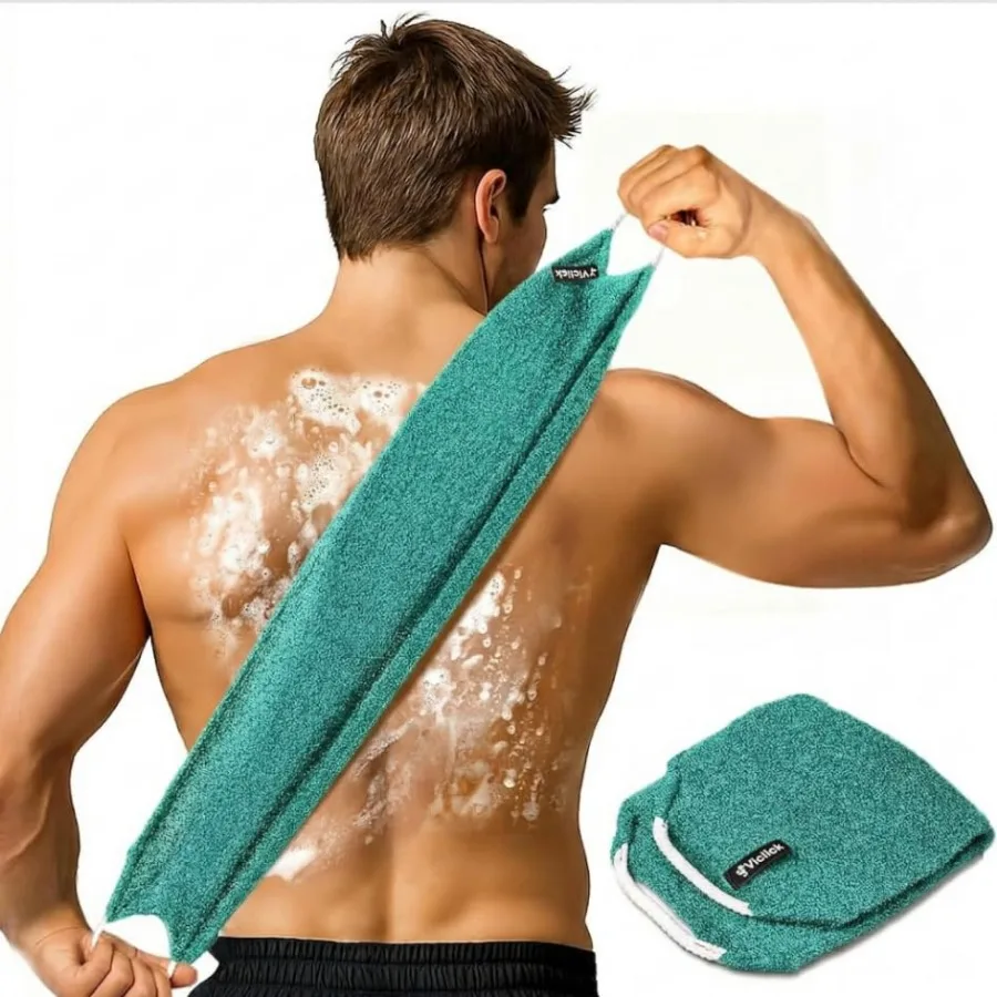 

Exfoliating Washcloth Towel with Handle, Back Scrubber for Shower, Exfoliating Body Scrubber Exfoliator, Japanese Wash Cloth fo