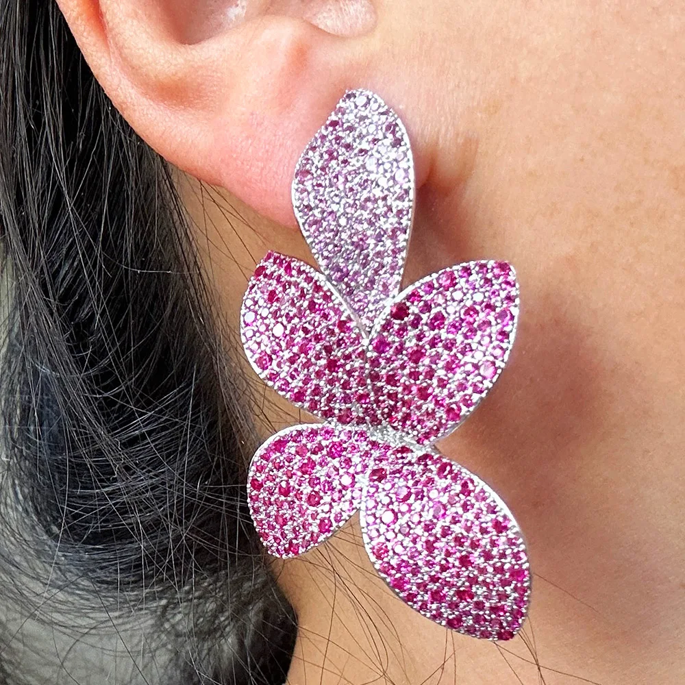 Missvikki New Charm Trendy Leaves Drop Earrings For Women Wedding Party Shiny Full CZ Earrings Fashion Jewelry High Quality