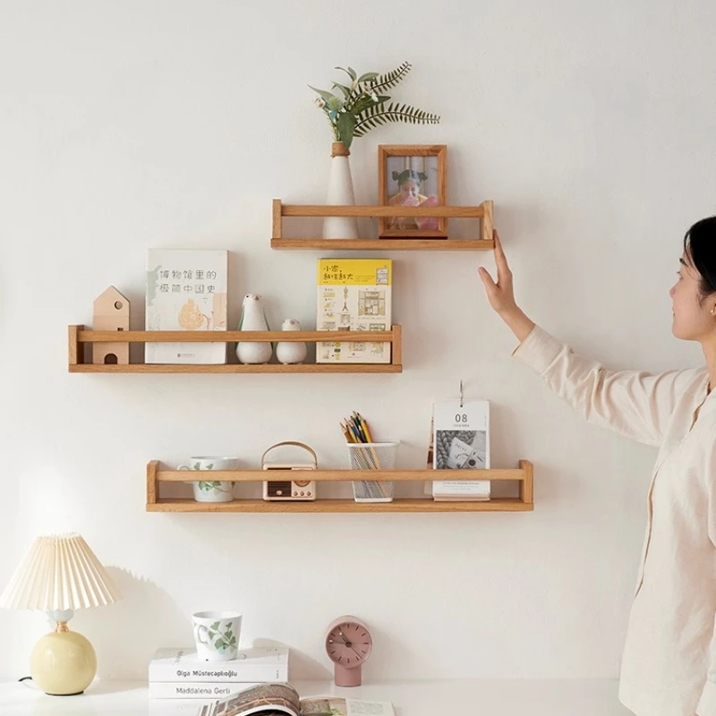 Kitchen Spice Organizer, Solid Wood Wall Shelf, Moisture-Resistant Display Rack, Decorative Magazine Holder