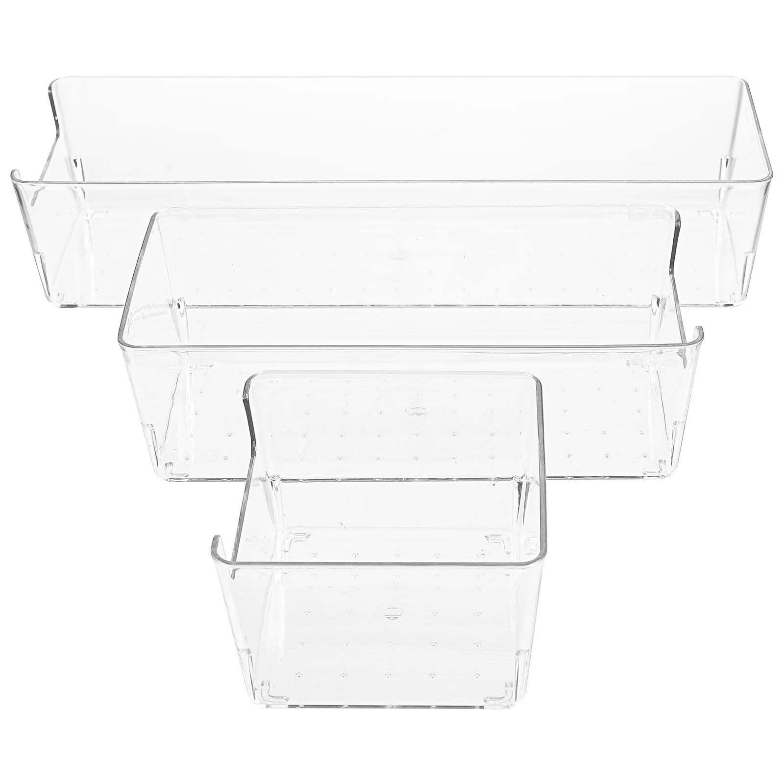 3pcs Storage Box Transparent Pet Lightweight Multifunctional Household Drawer Organizers Small Items Desktop Bathroom