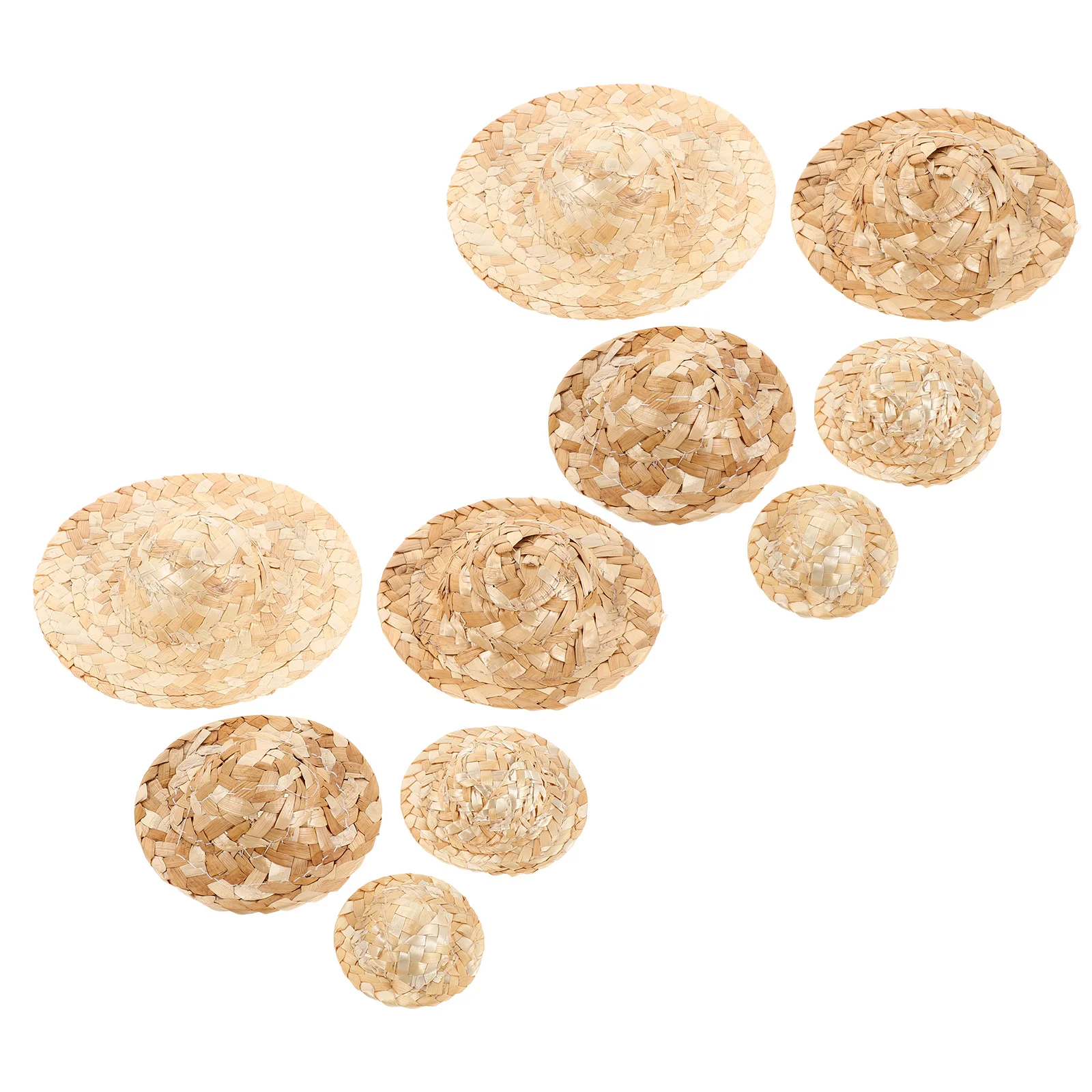 10Pcs Mini Woven Straw Hats Tiny Caps for DIY Crafts Ornaments Rustic Elegance Mini Hand Knitted Hats Miniature Top Hat