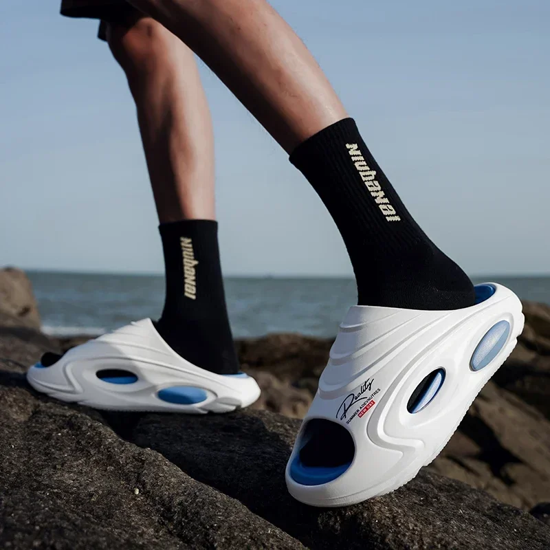 

Летние мужские тапочки, повседневная уличная пляжная обувь, сандалии, прогулочные шлепанцы, удобная модная легкая обувь, мужская обувь