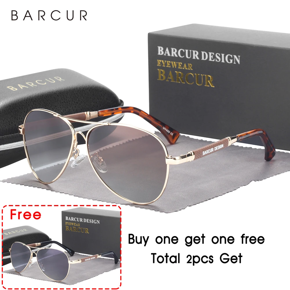 BARCUR Design Memery Frame Sonnenbrille Polarisiert Für Männer Sonnenbrille Frauen Pilot Gradient Lens Brillen Spiegel Shades