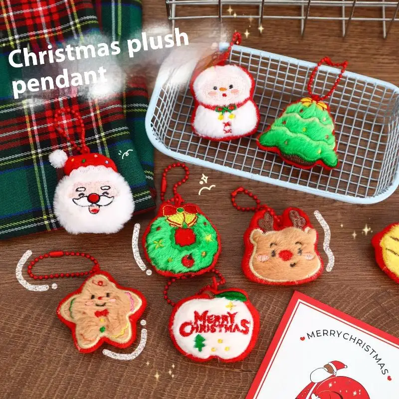 1pc Kawaii pupazzo di neve Babbo Natale bambola di pezza giocattoli zaino ciondolo ornamento accessori regali cartone animato portachiavi di peluche di Natale