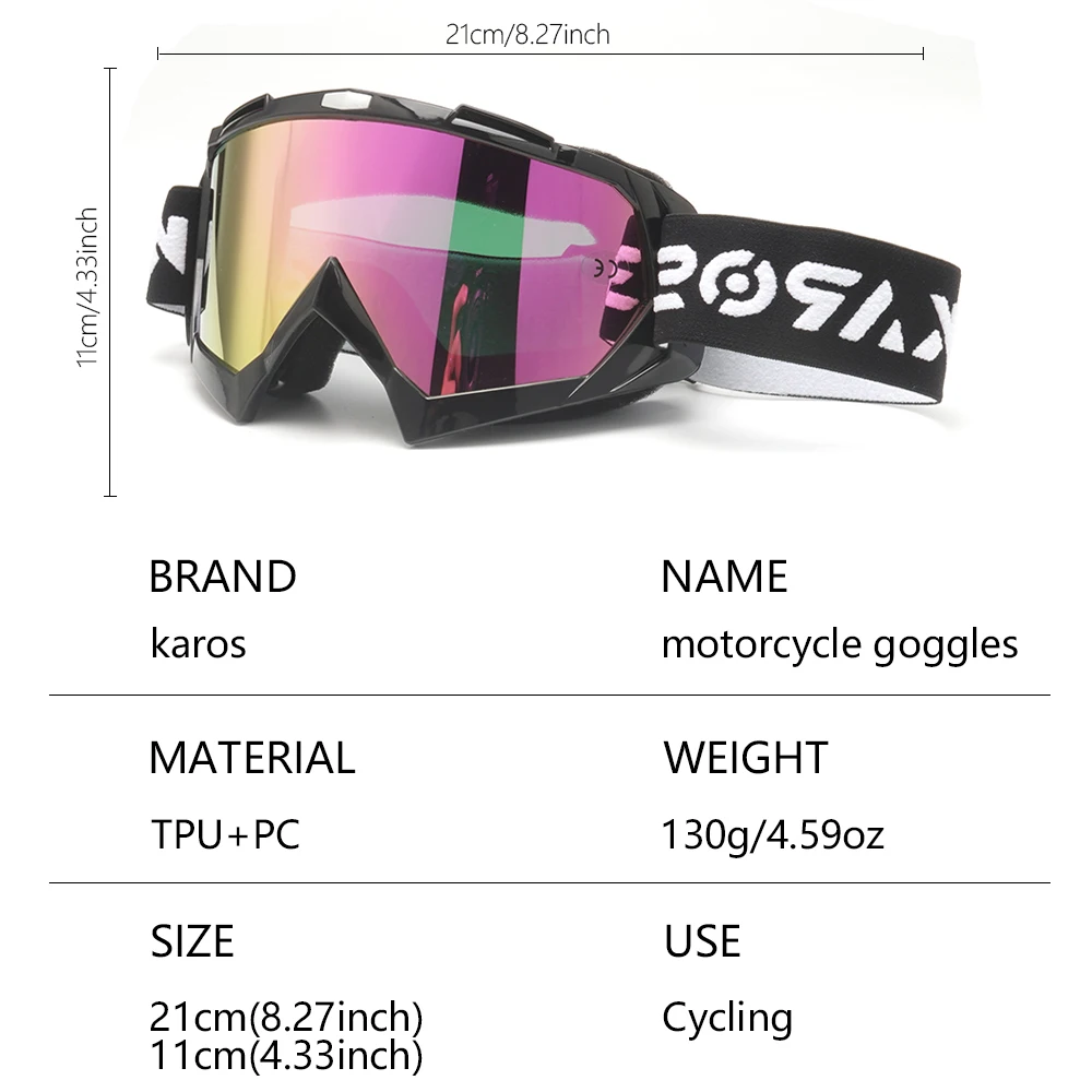 Professional Unisex Motocross Goggles, Wind‑Dust‑Proof HD UV400 Colorful Lens for Riding, Skiing & Off‑Road Outdoor Sports