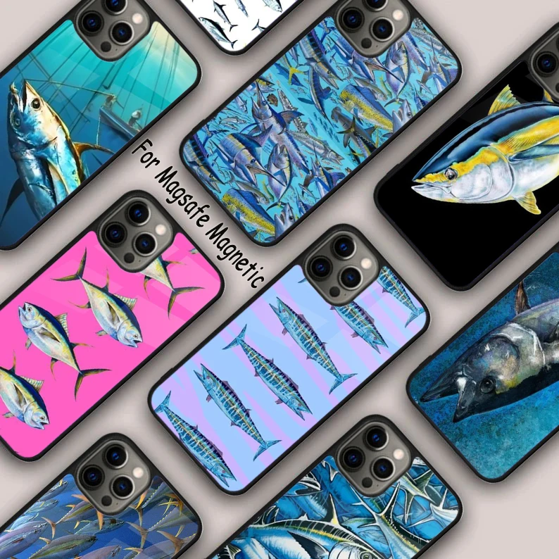 Shimano Bluefin Tuna Performance Magnetic Phone Case For APPLE iPhone 16 14 13 12 11 Pro Max 15 Plus Wireless MagSafe Cover