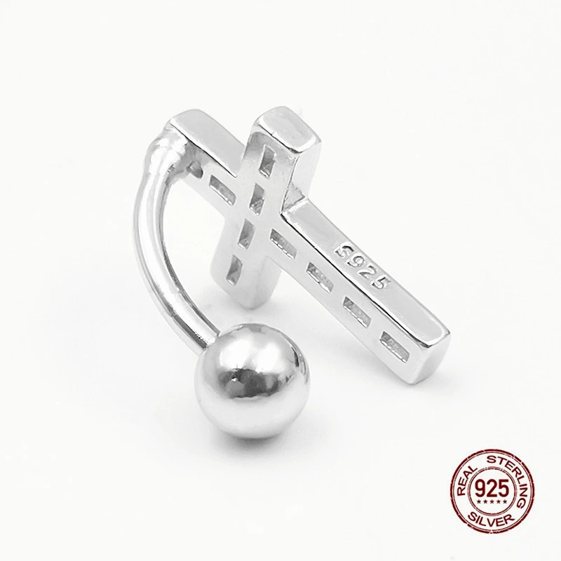 2025 Cross Navel Piercing Ring for Girls 925 Sterling Silver Belly Button Ring Zircon Inverted Downward Belly Ring