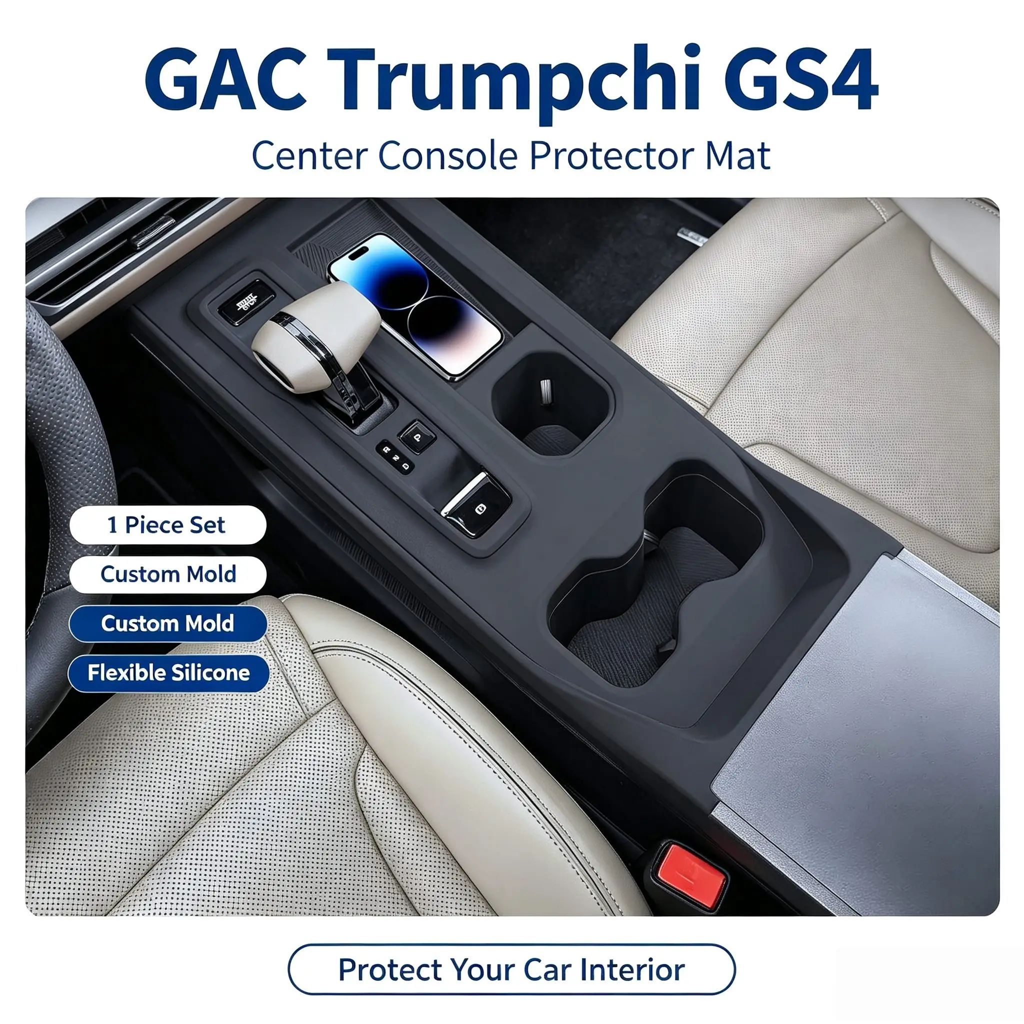 Custom Fit Silicone Cup Holder Mat For Trumpchi GS4 MAX Anti-Slip Center Console Drink Pad Interior Accessories