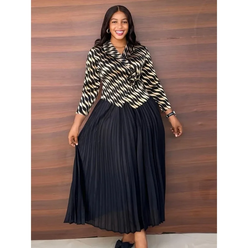 Miyake จีบตะวันออกกลางผู้หญิง PLUS ขนาดหรูหราชุดยืด PLUS ขนาดแอฟริกันชุดราตรีชุดราตรีอย่างเป็นทางการริ้วรอยฟรี