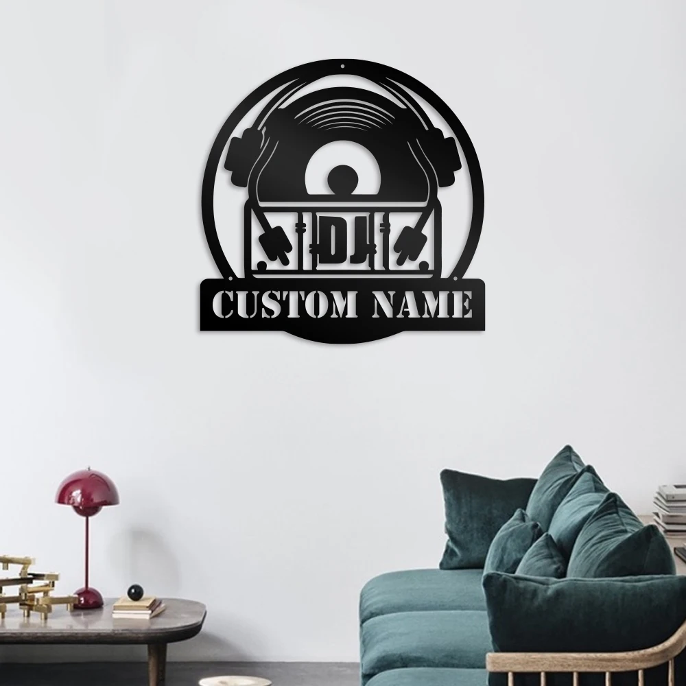 1pc DJ music creative Custom Name Metal Wall Signs Iron Wall Plaque For Wall Decor
