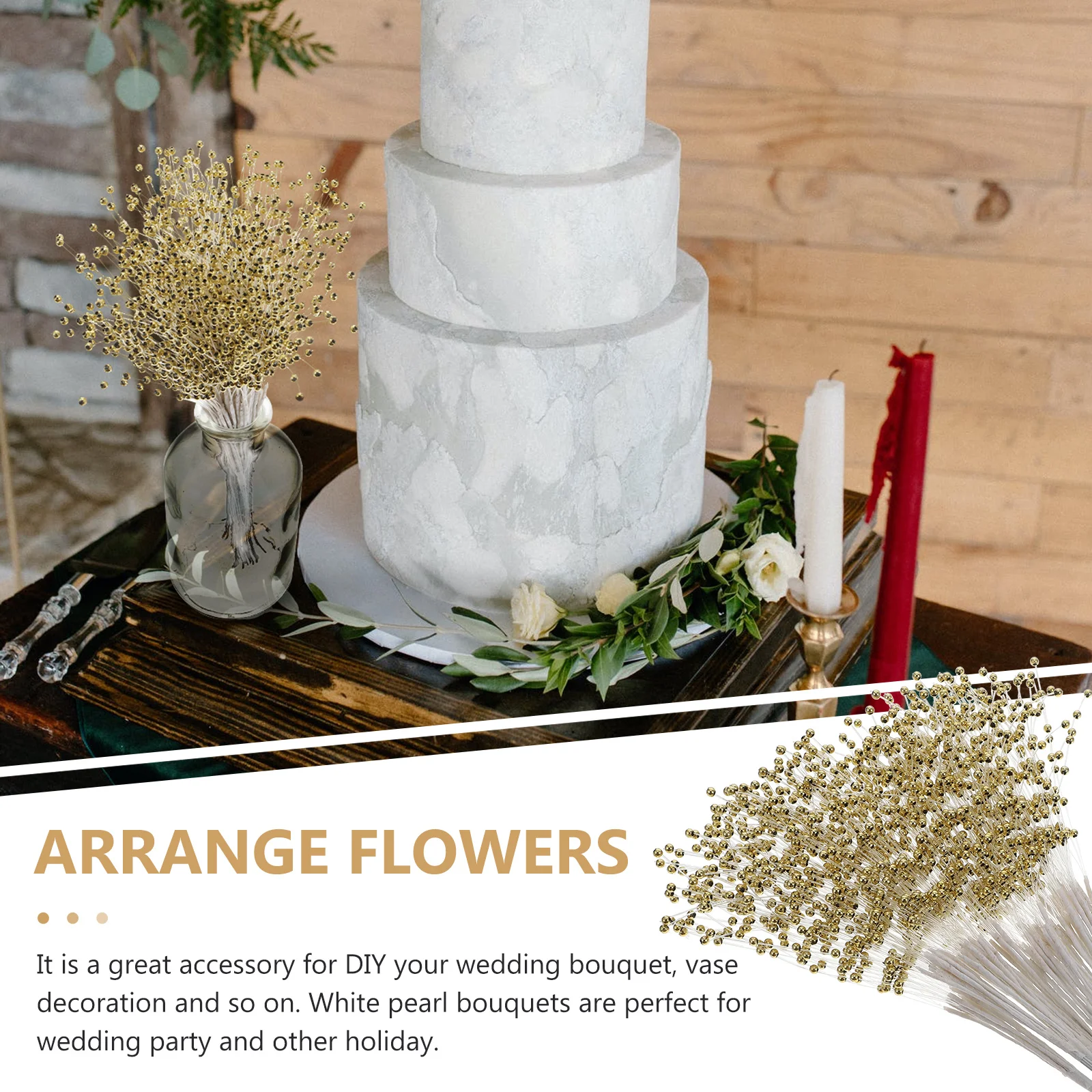 

100Pcs Pearl Bouquet Accessories Bridal Wedding Decoration Beaded Pearl Strings Plastic Stick Supplies Bridal Bouquet Material