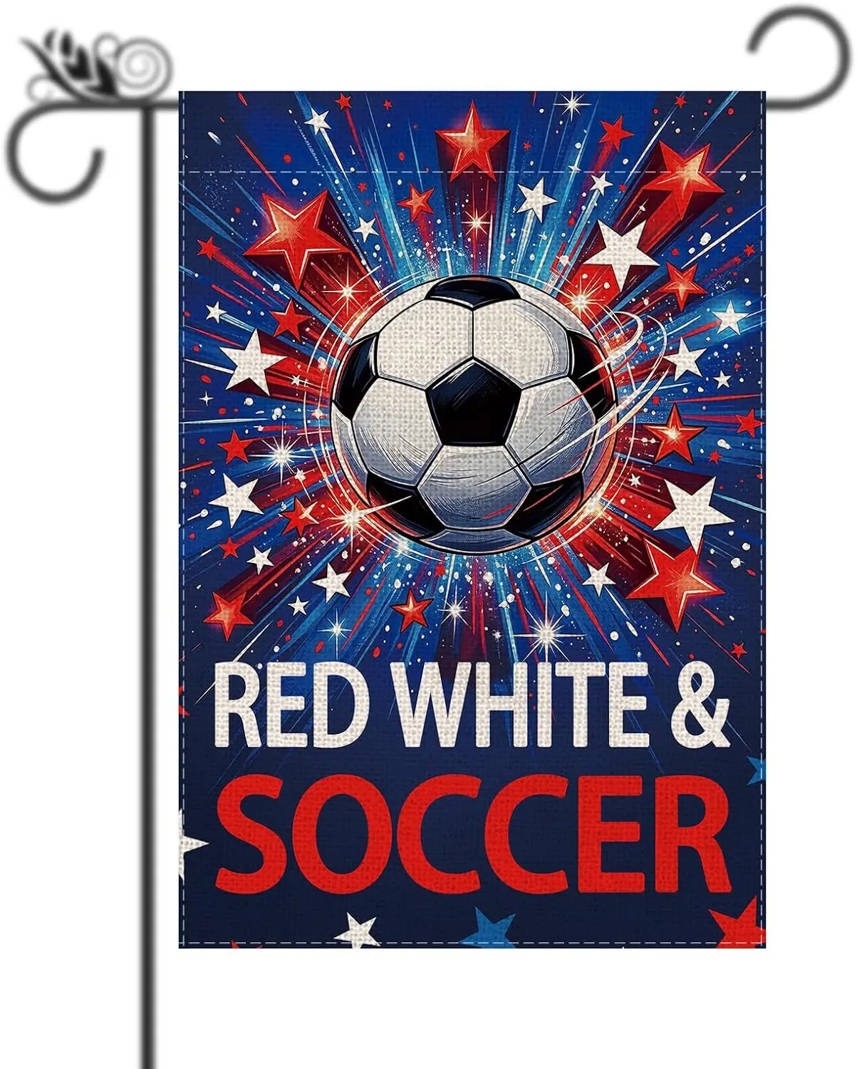 Soccer Decor - Red White and Blue Soccer Garden Flag Vertical Double Sided Flag for Farmhouse Yard Outdoor Lawn Decorations  llp
