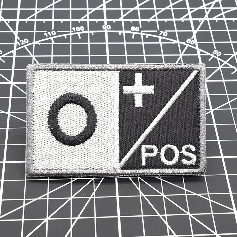 O+ A- Tactical Blood Type Embroidered Hook and Loop Patches Outdoor Military Bag Backpacks Embroidered Sticker Armband Patches