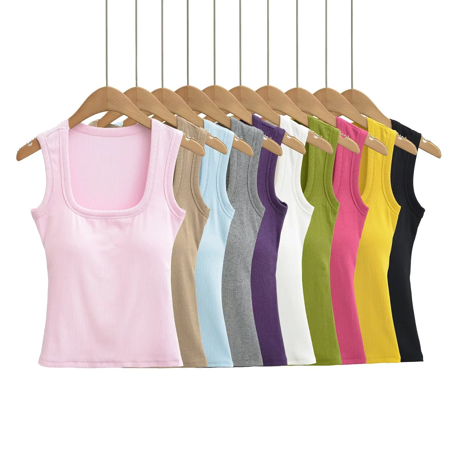 Sweet Style Slim Fit Tank Top Women's Outerwear Casual Breathable Short Sleeve Vest with Chest Pad Prevent Exposure
