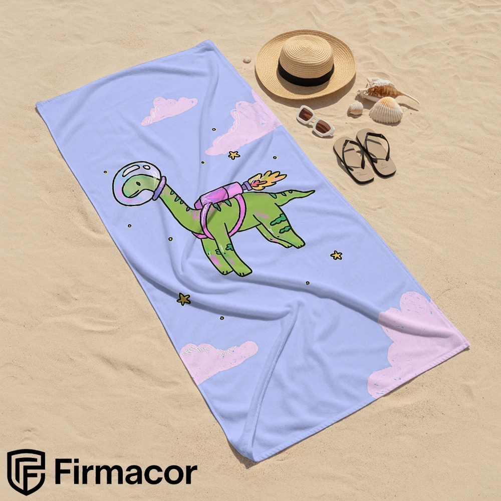 Space Dino Cartoon Anime Beach Towel Microfiber Quick Dry Super Absorbent Soft Bath Towel for Kids Adults Travel