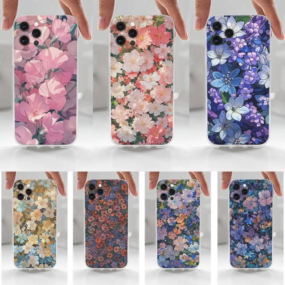 

Flower Sea Art Painting Case For iPhone 16,15,14,17,13,12,11 Plus,Pro,Max,XR,XS,X,7,8 Plus,SE,Mini,Transparent,Silicone Case