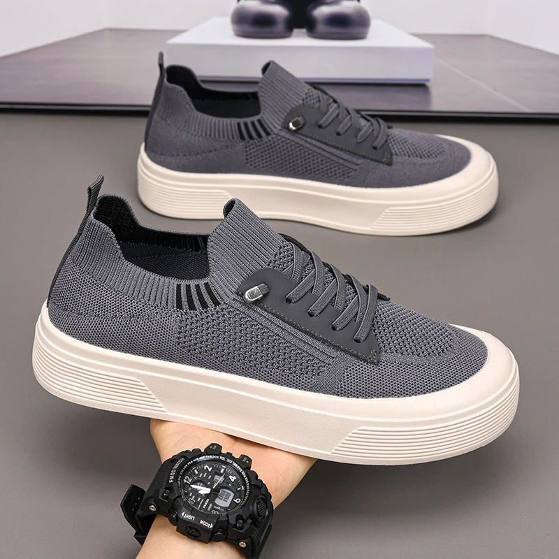 Men's casual shoes, mesh perforated shoes, thick sole, anti slip and wear-resistant outdoor running shoes, sneakers
