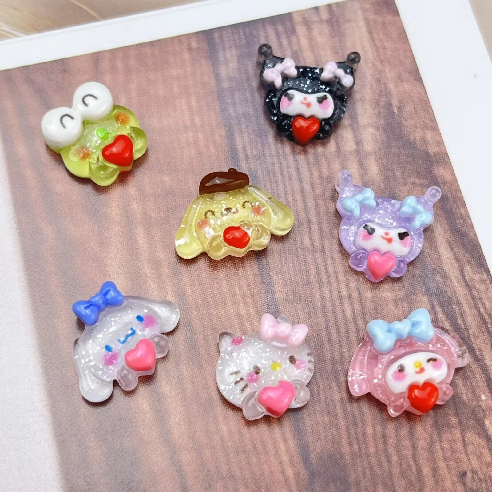 20pcs Hello Kitty Kuromi Pudding Dog acrylic nail charm Nail Art Decor DIY Nail Accessories for Creative Manicures