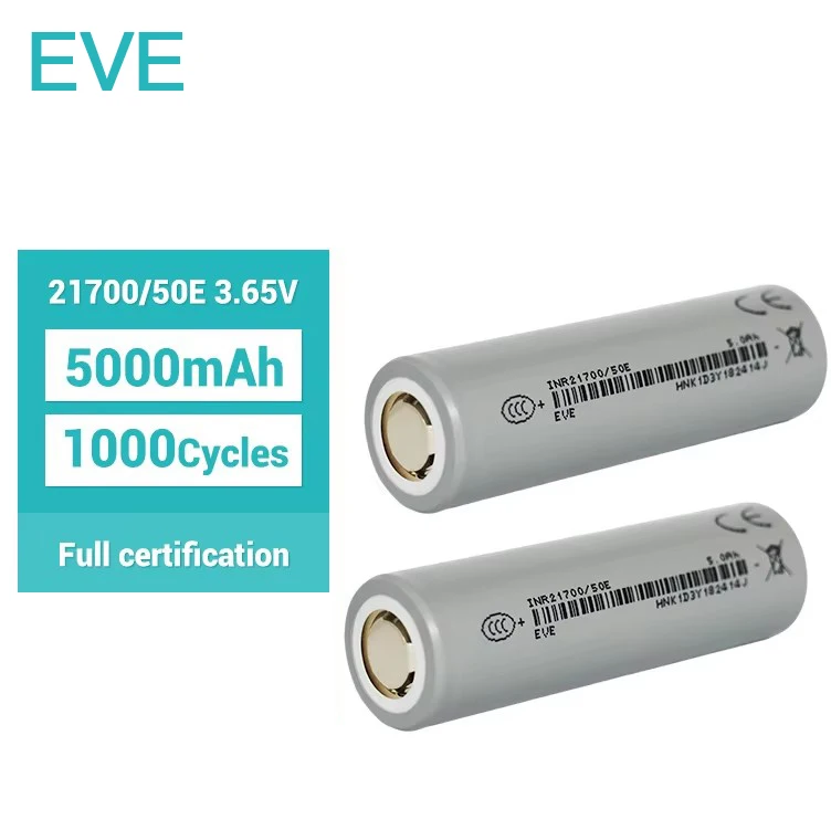 Original EVE 21700 50E 3.65V 5000mah Battery Rechargeable Li Ion Batteries Electric Bikes Power Station Manufacturer Grade Cell