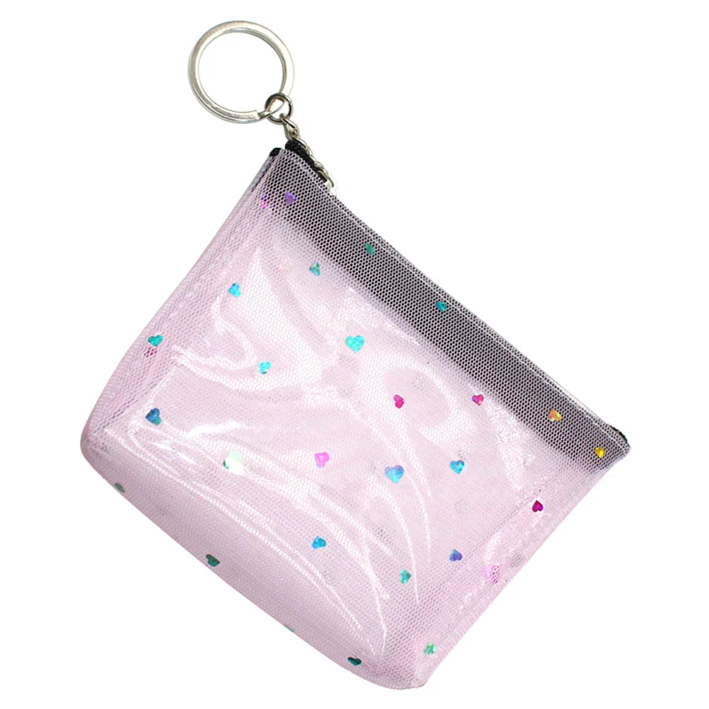 محفظة Love محفظة صغيرة شفافة من مادة PVC للنساء والفتيات بسحاب للإغلاق حقيبة نقود محمولة لإيصالات المفاتيح #3