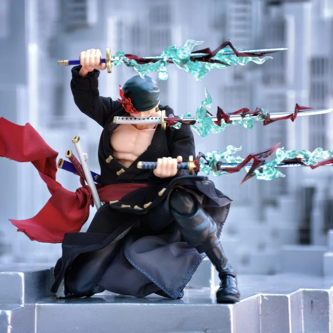 One Piece Anime Handmade The King of Hell Zoro Coat Set Waist Accessories Wire Built In Clothing Suitable for 1/12 Toy