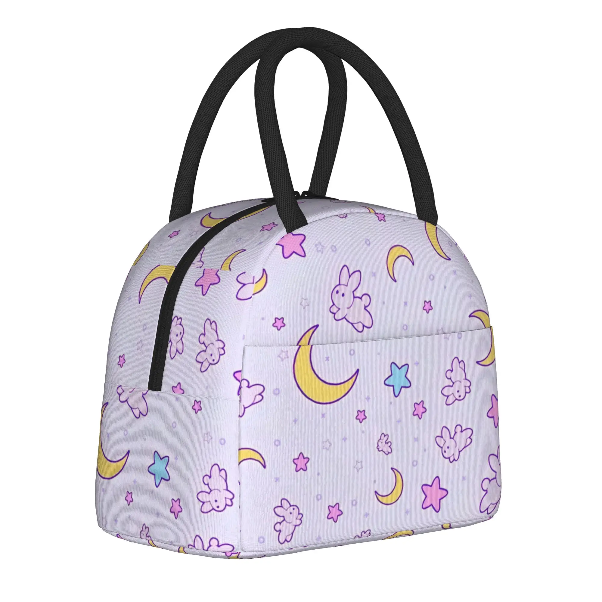 

Изолированная сумка для обеда Kawaii Rabbit And Moon, вместительная термосумка для еды в стиле Magical Girl Sailor Moon, термосумка-тоут, ланч-бокс