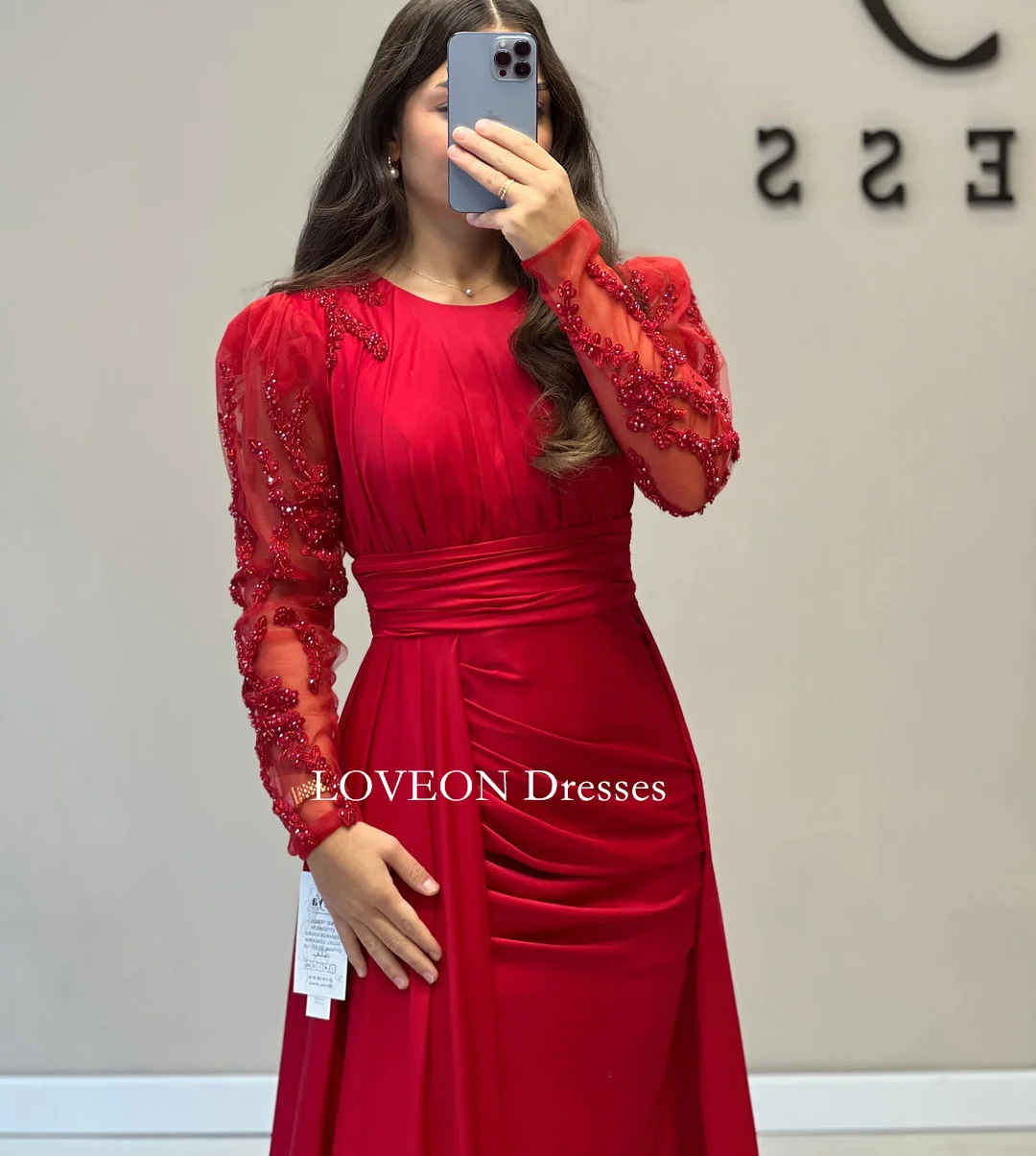 O-Neck Dubai Vintage Formal Dress Prom Party Satin Beading  Customized Ruched Evening Gowns for Women Formal Bridesmaid Dress