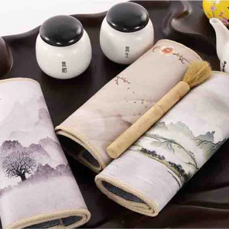 2022 New Suede Tea Napkin Antique Painted Tea Towel Thickened Absorbent Tea Cloth Tea Accessories Tea Ceremony Tea Tools LC624