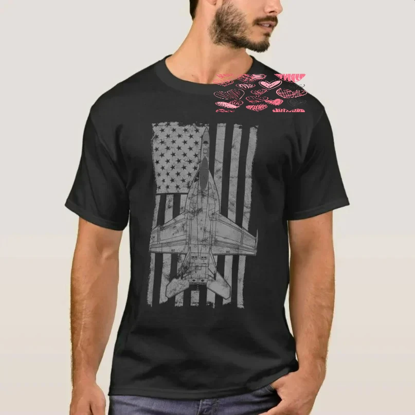 

Retro USA Flag F-18 Super Hornet Strike Fighter T-Shirt 100% Cotton O-Neck Summer Short Sleeve Casual Mens T-shirt Size S-3XL