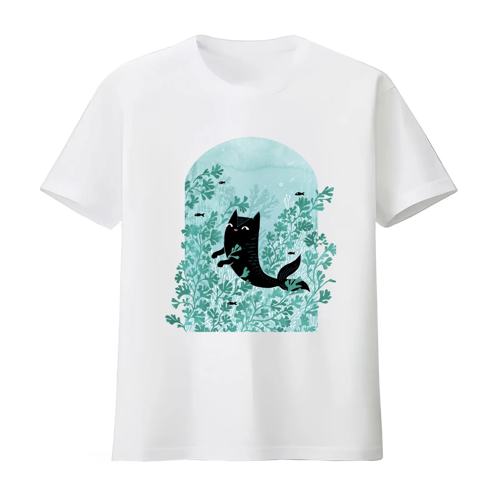 Undersea (Mint Remix) T-Shirt Summer Casual Cotton Tee Oversized Streetwear Tops Vintage Graphic Print Unisex Men Women
