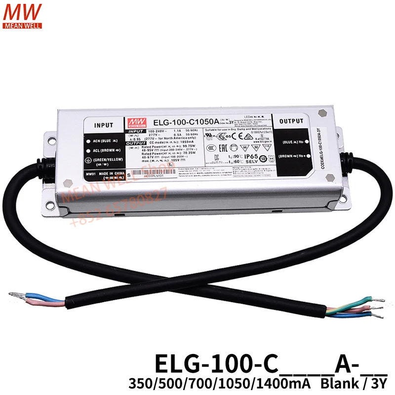 

Original MEAN WELL LED Waterproof Constant current switching power supply ELG-100-C500A-3Y