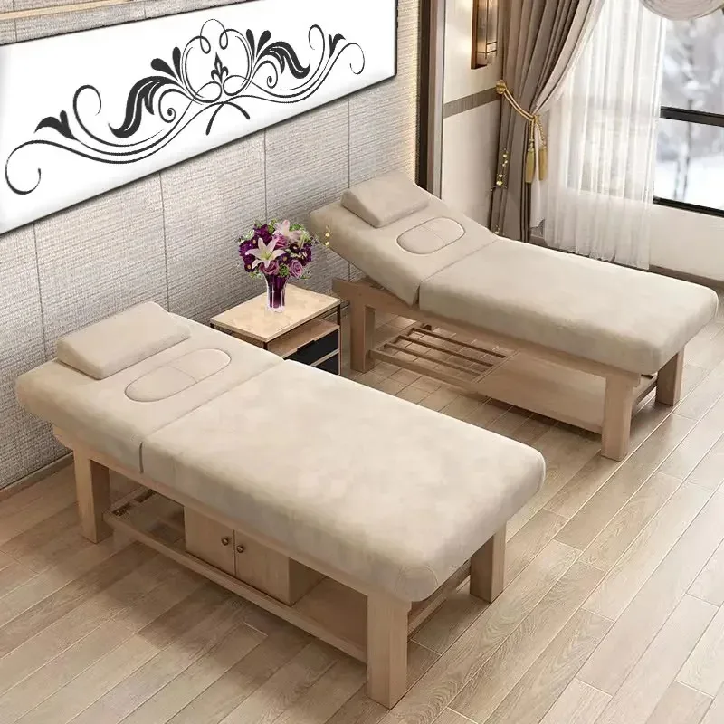 Civière de lit professionnelle en bois, tables de massage esthétiques, canapé de cabine, salon de beauté